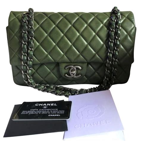 dark green chanel bag|chanel bags green color.